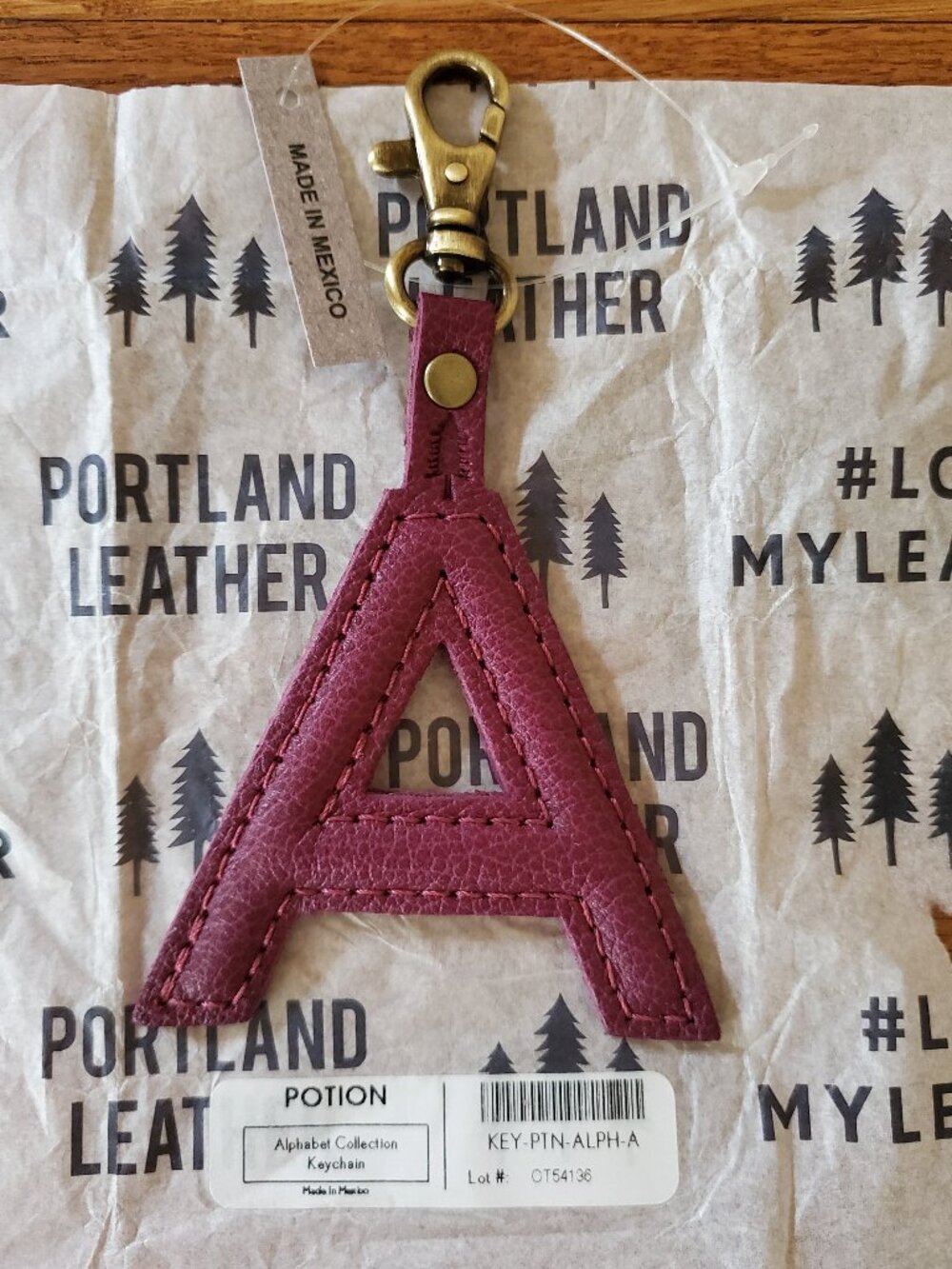 BNNU Portland Leather Alphabet Letter A Keychain in Potion (Purple)